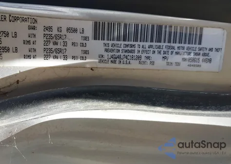 2004 Jeep Grand Cherokee Laredo из США, поврежденный, VIN 1J4GW48J74C181209